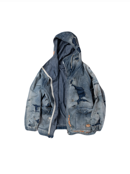 【ANACHRONORM - アナクロノーム】AN340-R DUAL DENIM REMAKED FULLZIP PARKA  / INDIGO (パーカー/インディゴ)