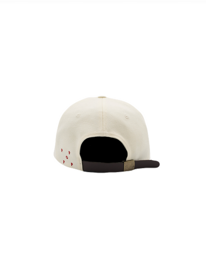 【POP TRADING COMPANY - ポップ トレーディング カンパニー】O SIXPANEL HAT / WHITE/HAUTE RED (キャップ/オフホワイト/オートレッド)