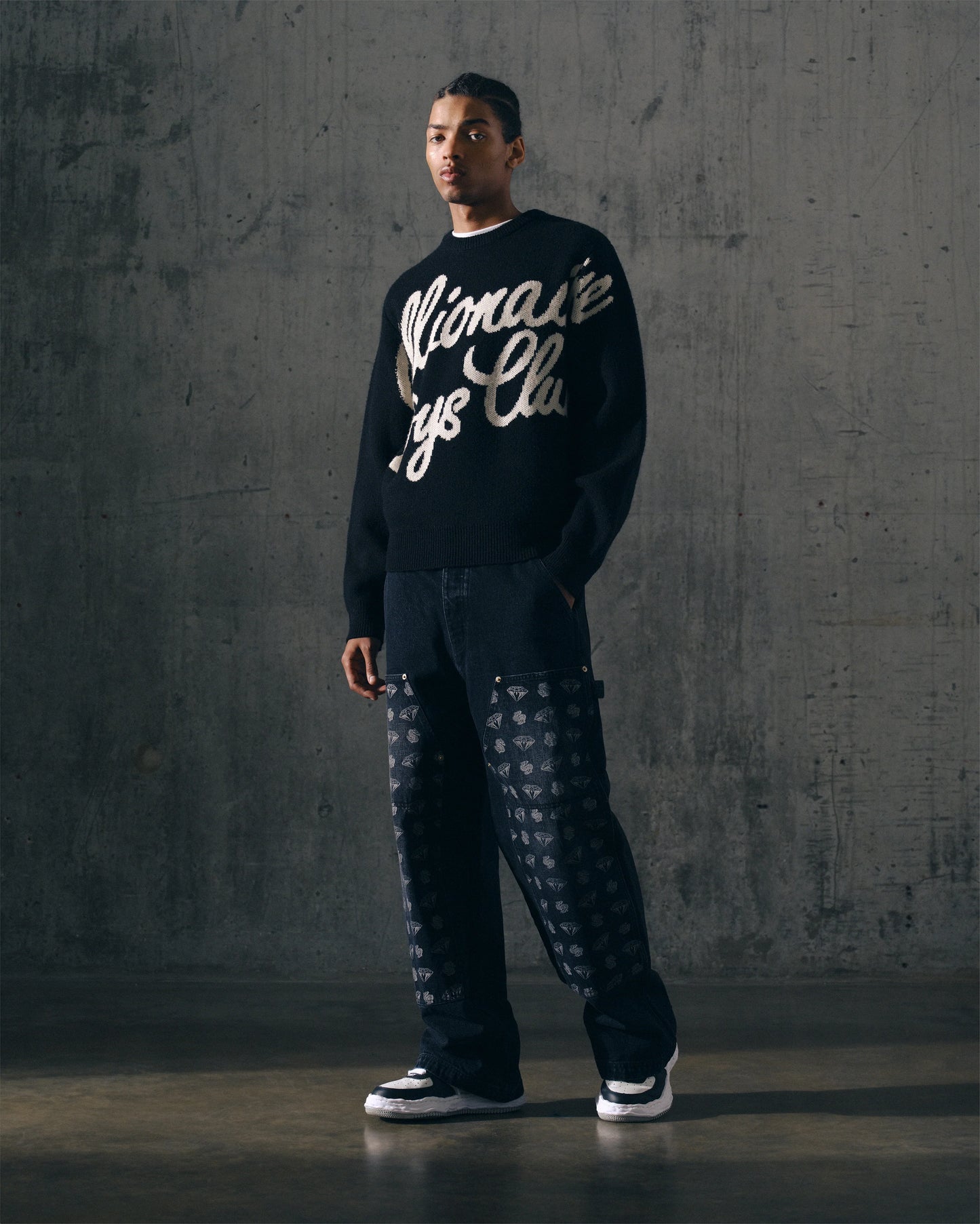 【Billionaire Boys Club-ビリオネアボーイズクラブ】 SCRIPT KNITTED CREWNECK / BLACK (ニット/ブラック)