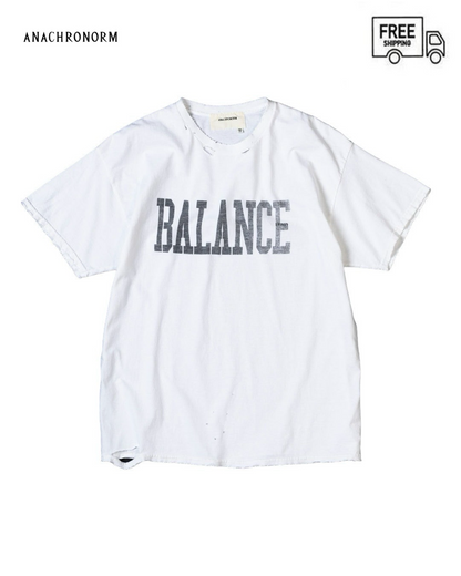 【ANACHRONORM - アナクロノーム】BALANCE PRINT DAMAGE S/S T-S（Tシャツ/ホワイト）