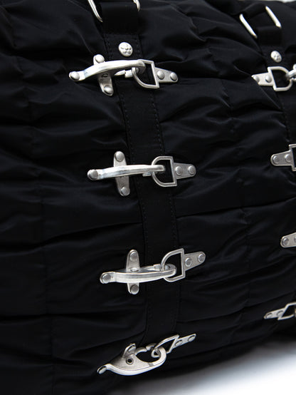 【VANDY THE PINK - ヴァンディー・ザ・ピンク】QUILTED LETTUCE KEEPALL / BLACK (バッグ/ブラック)