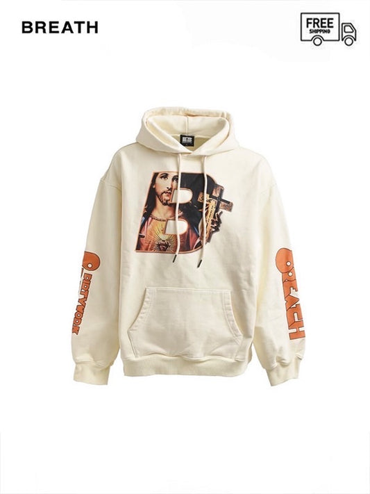 【BREATH - ブレス】 JESUS LOGO PULLOVER HOODIE/CREAM(フーディー/クリーム)