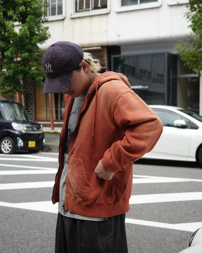 【ANACHRONORM - アナクロノーム】FADED FULL ZIP HOODIE / ORANGE (パーカー/オレンジ)