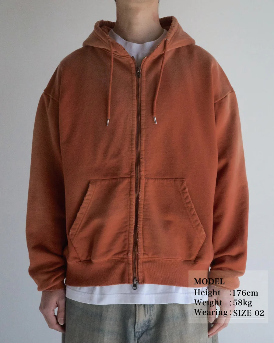 【ANACHRONORM - アナクロノーム】FADED FULL ZIP HOODIE / ORANGE (パーカー/オレンジ)