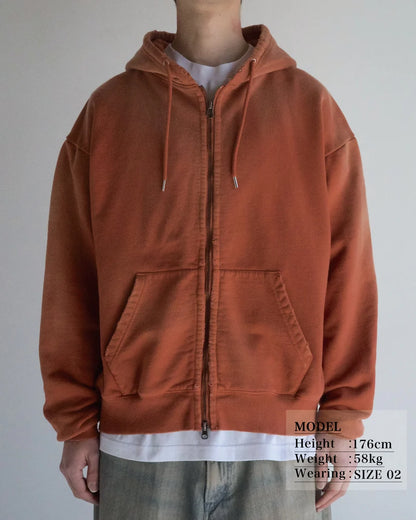 【ANACHRONORM - アナクロノーム】FADED FULL ZIP HOODIE / ORANGE (パーカー/オレンジ)