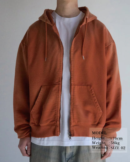 【ANACHRONORM - アナクロノーム】FADED FULL ZIP HOODIE / ORANGE (パーカー/オレンジ)