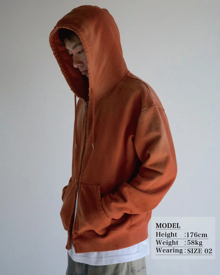 【ANACHRONORM - アナクロノーム】FADED FULL ZIP HOODIE / ORANGE (パーカー/オレンジ)