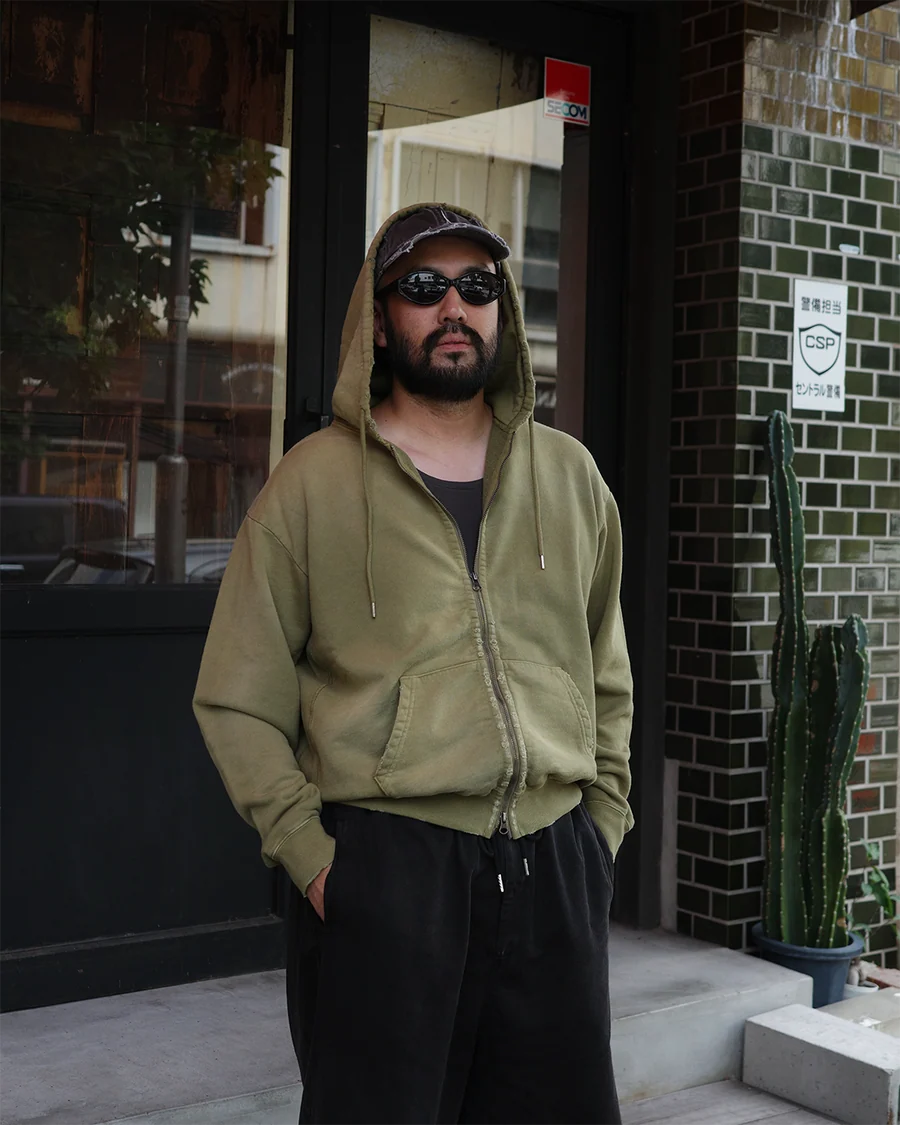 【ANACHRONORM - アナクロノーム】FADED FULL ZIP HOODIE / GREEN (パーカー/グリーン)
