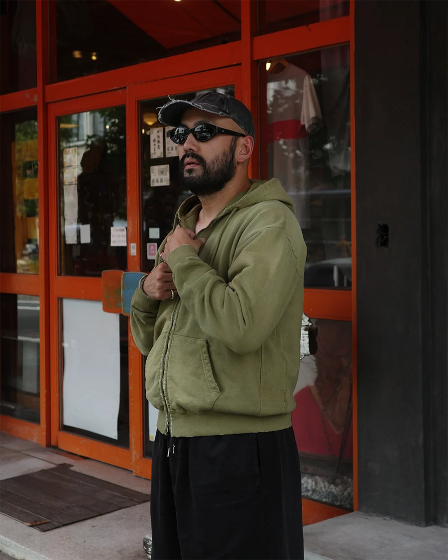 【ANACHRONORM - アナクロノーム】FADED FULL ZIP HOODIE / GREEN (パーカー/グリーン)