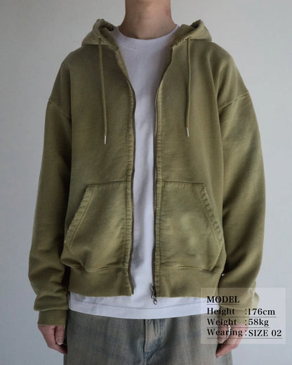【ANACHRONORM - アナクロノーム】FADED FULL ZIP HOODIE / GREEN (パーカー/グリーン)