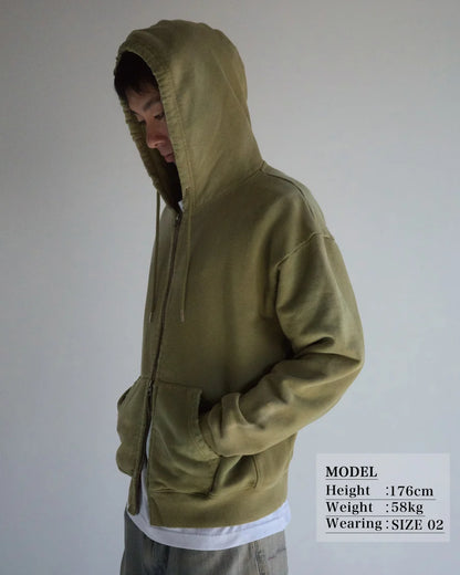 【ANACHRONORM - アナクロノーム】FADED FULL ZIP HOODIE / GREEN (パーカー/グリーン)