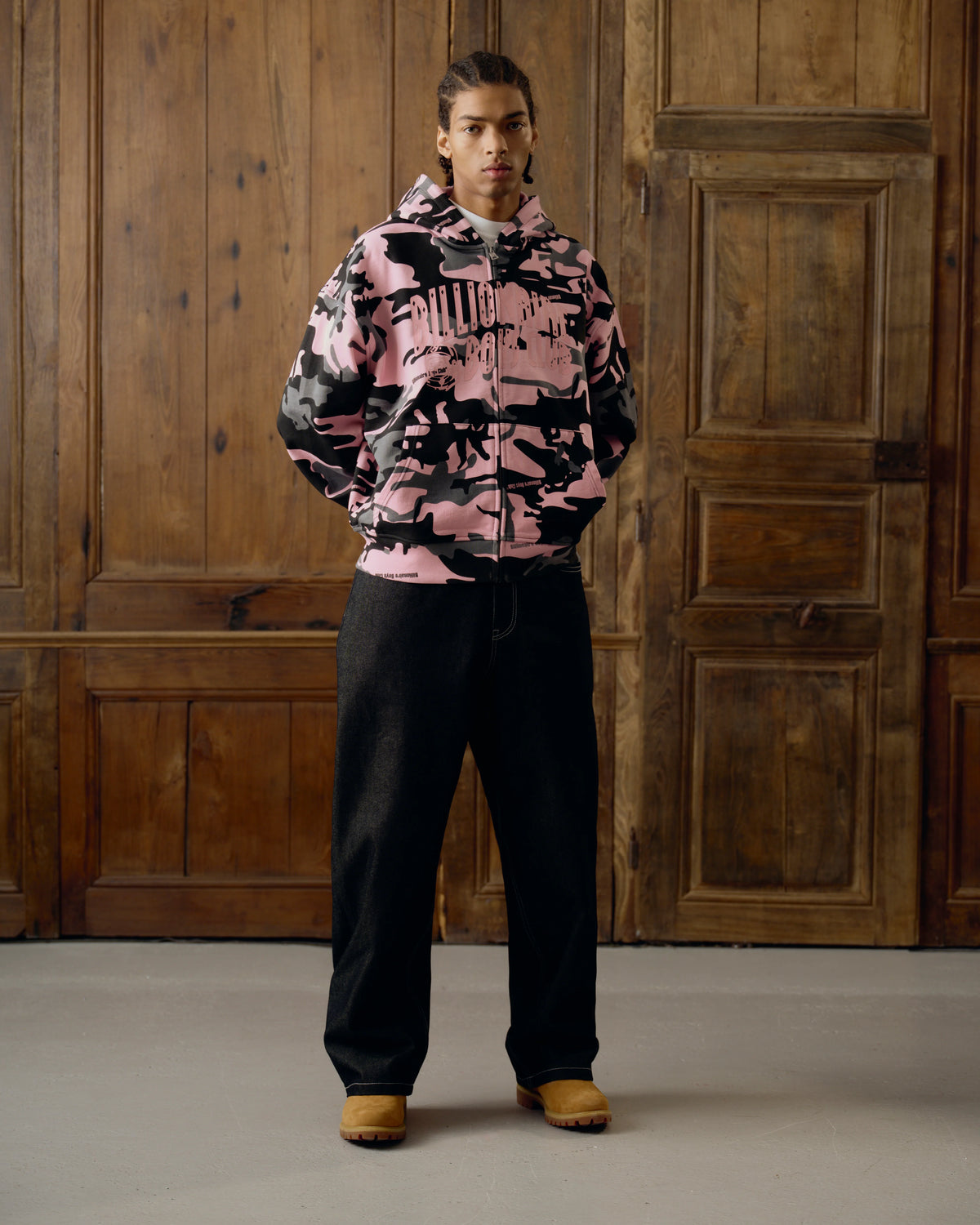 【Billionaire Boys Club-ビリオネアボーイズクラブ】 ARCHLOGO CAMO ZIP THROUGH HOOD / PINK CAMO (パーカー/ピンクカモ)