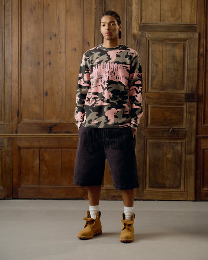 【Billionaire Boys Club-ビリオネアボーイズクラブ】 STENCIL ARCHLOGO WAFFLE LS T-SHIRT / PINK CAMO (Tシャツ/ピンクカモ)