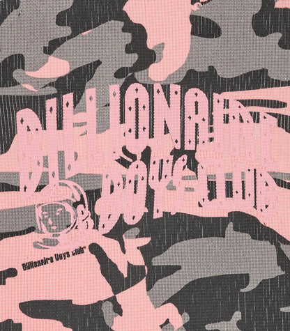 【Billionaire Boys Club-ビリオネアボーイズクラブ】 STENCIL ARCHLOGO WAFFLE LS T-SHIRT / PINK CAMO (Tシャツ/ピンクカモ)