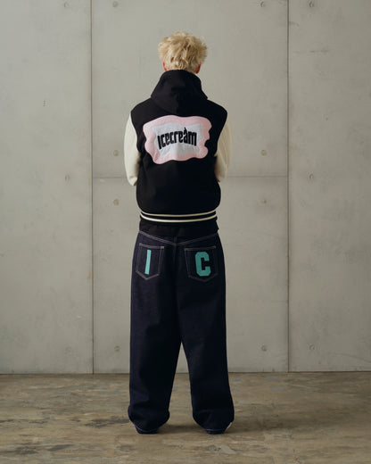 【ICE CREAM - アイスクリーム】CONES & BONES VARSITY JACKET / BLACK (ジャケット/ブラック)