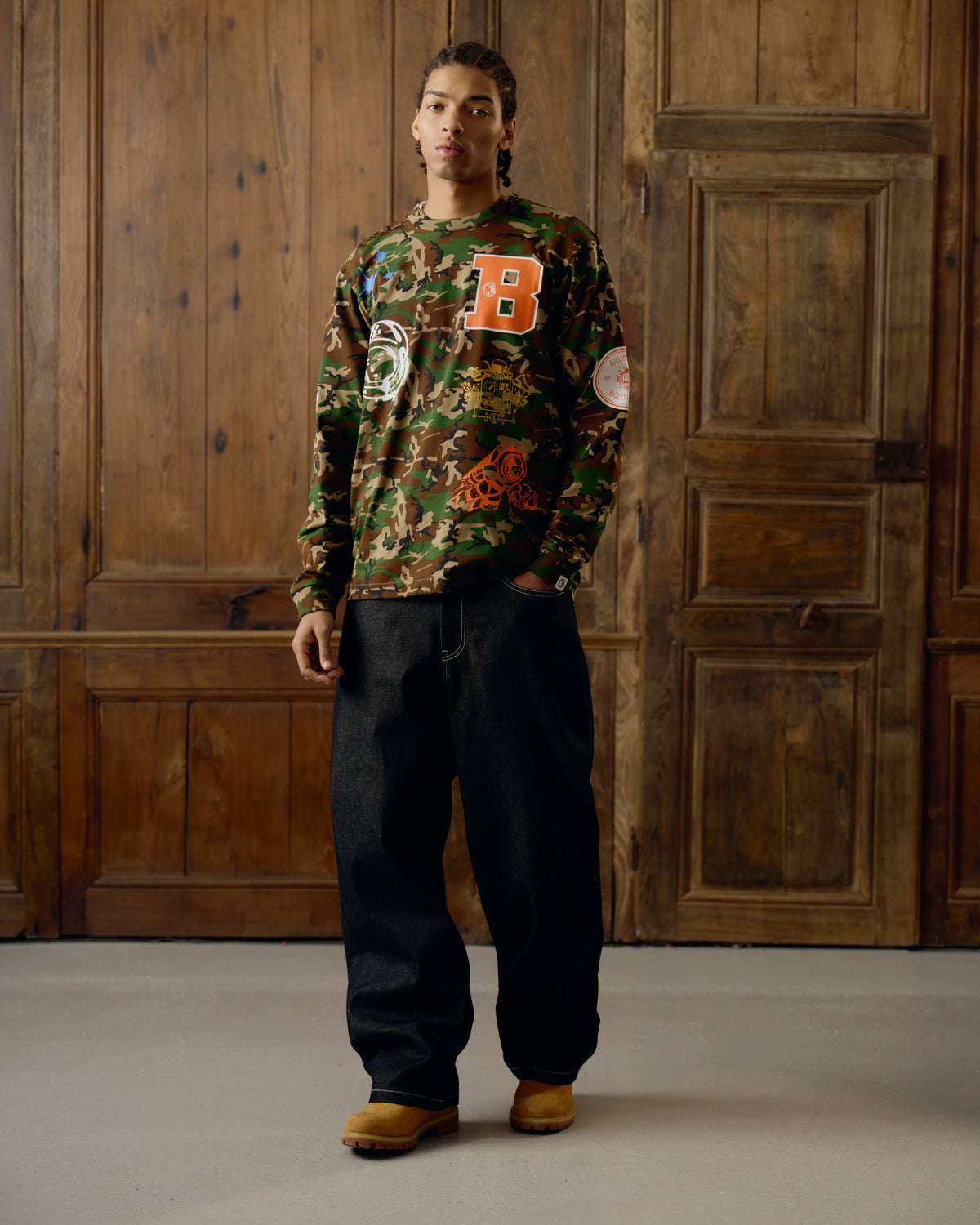 【Billionaire Boys Club-ビリオネアボーイズクラブ】 MULTI GRAPHIC LS T-SHIRT / CAMO (Tシャツ/カモ)