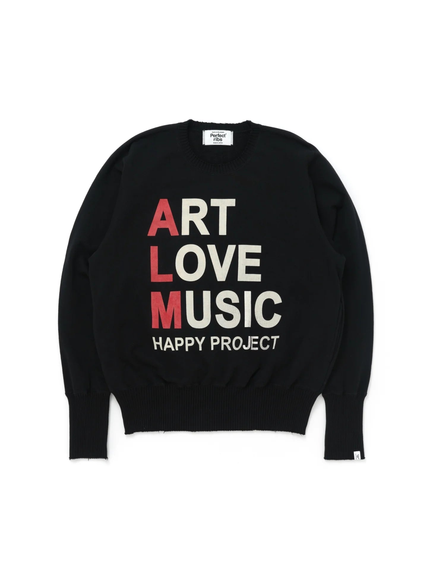 【Perfect ribs®×ALM】"ART LOVE MUSIC" Strange Sleeve Crew Neck Sweat Shirt / Black(スウェットシャツ/ブラック)