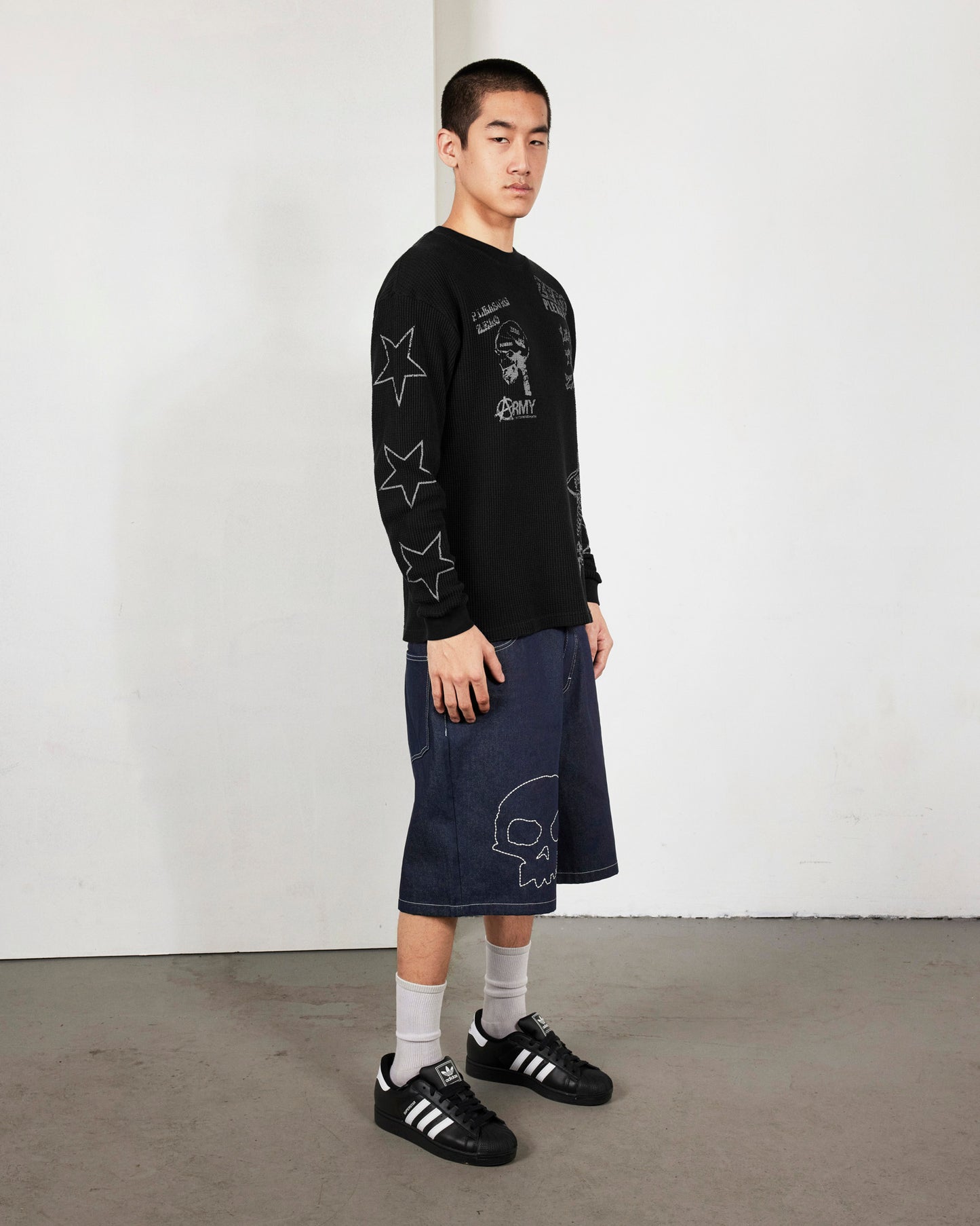 【PLEASURES - プレジャーズ】MISLED THERMAL LONG SLEEVE  / BLACK (L.S/ブラック)