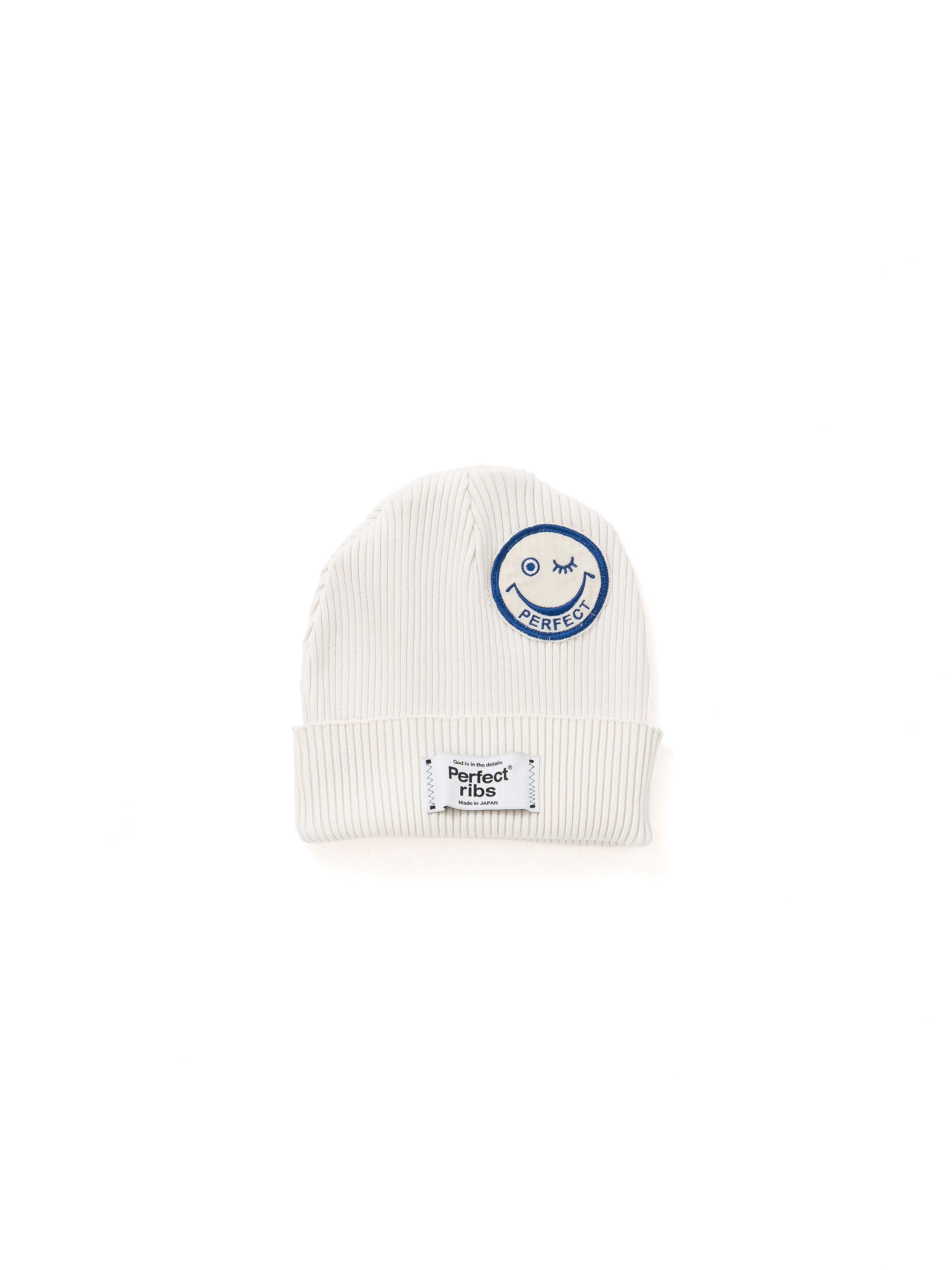 Perfect ribs® × A LOVE MOVEMENT】PATCH Rib Beanie Cap / Ivory
