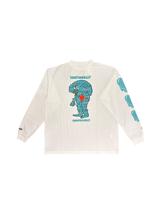 【EMOTIONALLY UNAVAILABLE - エモーショナリー アンアベイラブル】EU BG MELTING LS TEE / WHITE (ロンT/ホワイト)