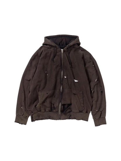 【ANACHRONORM - アナクロノーム】HARD DAMAGED INNER WAFFLE SWEAT PARKA / BLACK (フーディ/ブラック)