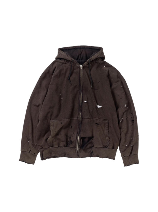 【ANACHRONORM - アナクロノーム】HARD DAMAGED INNER WAFFLE SWEAT PARKA / BLACK (フーディ/ブラック)