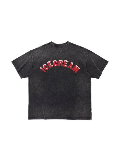 【ICE CREAM - アイスクリーム】DAMAGE COTTON T-SHIRT / BLACK (S/S/ブラック)