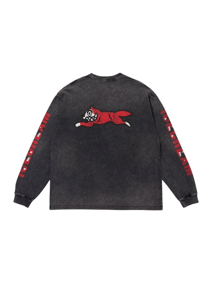 【ICE CREAM - アイスクリーム】DAMAGE COTTON L/S T-SHIRT RUNNING DOG / BLACK (L/S/ブラック)