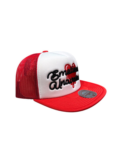 【EMOTIONALLY UNAVAILABLE - エモーショナリー アンアベイラブル】EU SCRIPT TRUCKER / RED (キャップ/レッド)