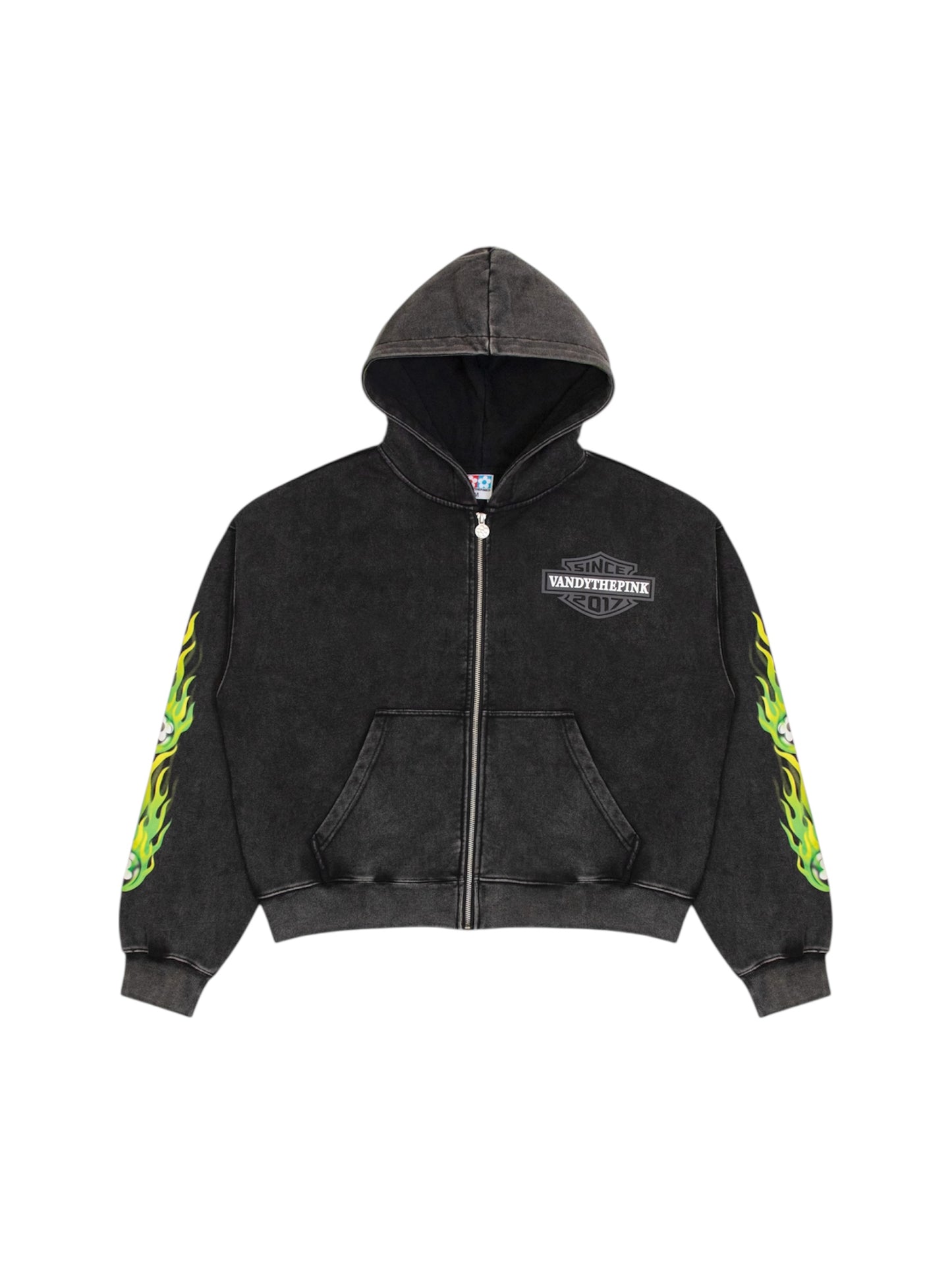 【VANDY THE PINK - ヴァンディー・ザ・ピンク】FLAME FLOWER BALL ZIP UP / BLACK (フーディー/ブラック)