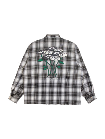 【VANDY THE PINK - ヴァンディー・ザ・ピンク】GREY FLOWER FLANNEL / GREY (シャツ/グレー)