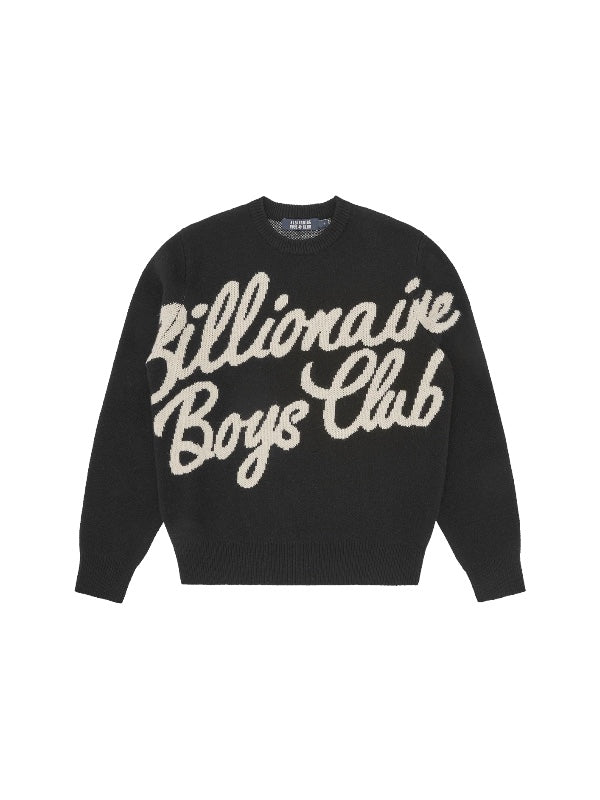 【Billionaire Boys Club-ビリオネアボーイズクラブ】 SCRIPT KNITTED CREWNECK / BLACK (ニット/ブラック)