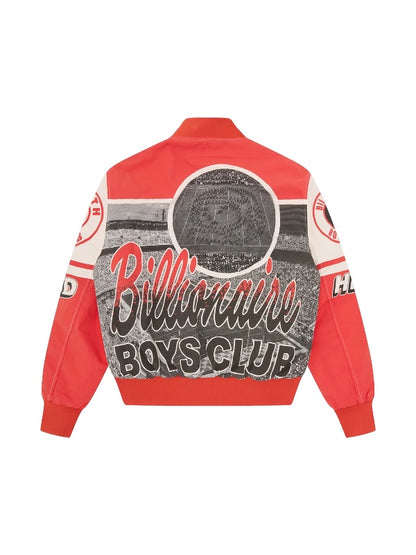 【Billionaire Boys Club-ビリオネアボーイズクラブ】 STADIUM BOMBER JACKET / WHITE/RED (ジャケット/ホワイト/レッド)
