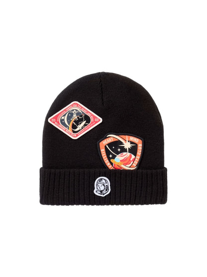 【Billionaire Boys Club-ビリオネアボーイズクラブ】 STAMPS EMBROIDERED PATCH SKULL CAP / BLACK (ビーニー/ブラック)