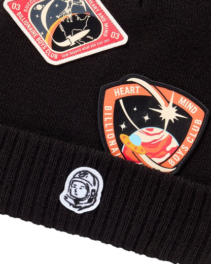 【Billionaire Boys Club-ビリオネアボーイズクラブ】 STAMPS EMBROIDERED PATCH SKULL CAP / BLACK (ビーニー/ブラック)