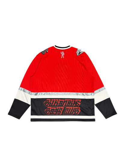 【Billionaire Boys Club-ビリオネアボーイズクラブ】 APPLIQUE ASTRO HOCKEY TOP / BLACK/RED (Tシャツ/ブラック/レッド)