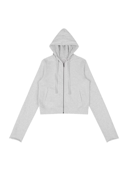 【entire studios - エンタイアスタジオ】LIGHTWEIGHT CROPPED ZIP-UP / HEATHER GREY (パーカー/ヘザーグレー)
