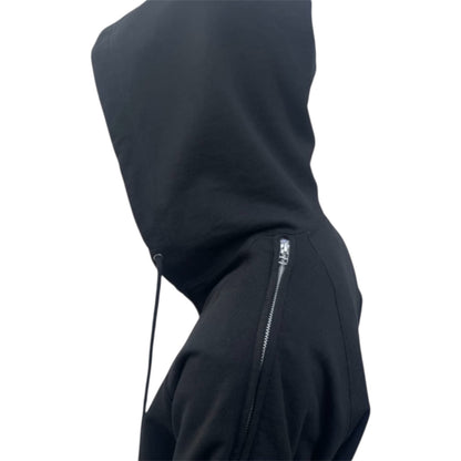 【JOHN LAWRENCE SULLIVAN - ジョンローレンスサリバン】SWEAT ZIPPED SLEEVE HOODIE（パーカー/ブラック)