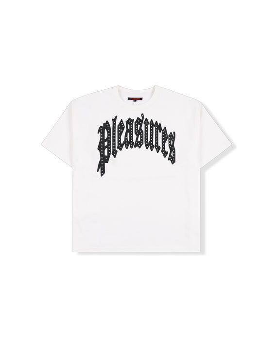 【PLEASURES - プレジャーズ】TWITCH STUDDED CREWNECK / WHITE (Tシャツ/ホワイト)
