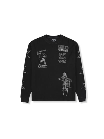 【PLEASURES - プレジャーズ】MISLED THERMAL LONG SLEEVE  / BLACK (L.S/ブラック)