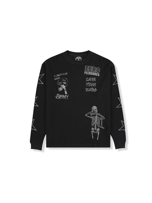 【PLEASURES - プレジャーズ】MISLED THERMAL LONG SLEEVE  / BLACK (L.S/ブラック)