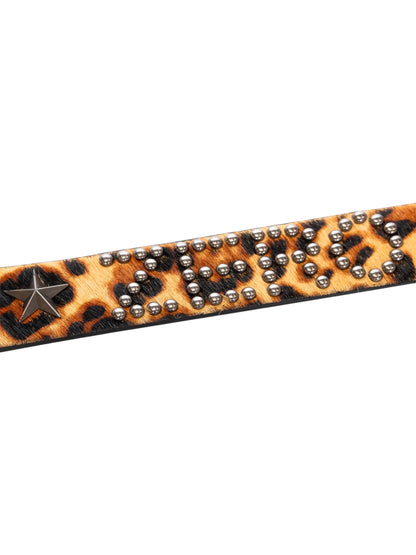 【PLEASURES - プレジャーズ】LEOPARD STUDDED BELT / LEOPARD (ベルト/レオパード)