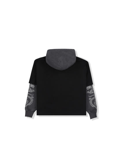 【PLEASURES - プレジャーズ】DRAGON LAYERED HOODIE / FADED BLACK (フーディ/フェードブラック)
