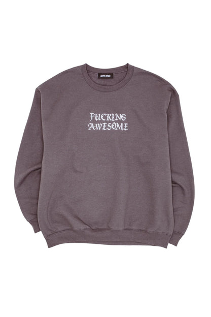 【Fucking Awesome- ファッキングオーサム】BRUNCH BE CANCELLED EMBROIDERED CREWNECK / GREY（スウェット/グレー)
