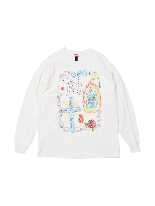 【KRAYON GANG - クレヨンギャング】DICE LS TEE / WHITE (Tシャツ/ホワイト)
