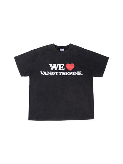 【VANDY THE PINK - ヴァンディー・ザ・ピンク】WE LOVE VTP TEE / WASHED BLACK (Tシャツ/ウォッシュドブラック)