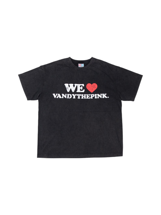 【VANDY THE PINK - ヴァンディー・ザ・ピンク】WE LOVE VTP TEE / WASHED BLACK (Tシャツ/ウォッシュドブラック)