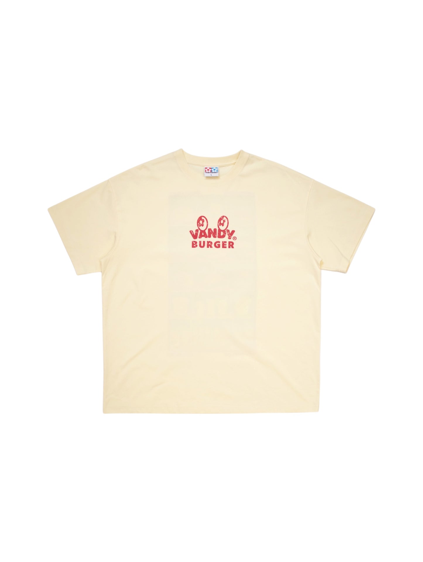 【VANDY THE PINK - ヴァンディー・ザ・ピンク】BURGER MENU EYE LOGO TEE / WASHED WHITE (Tシャツ/ウォッシュドホワイト)
