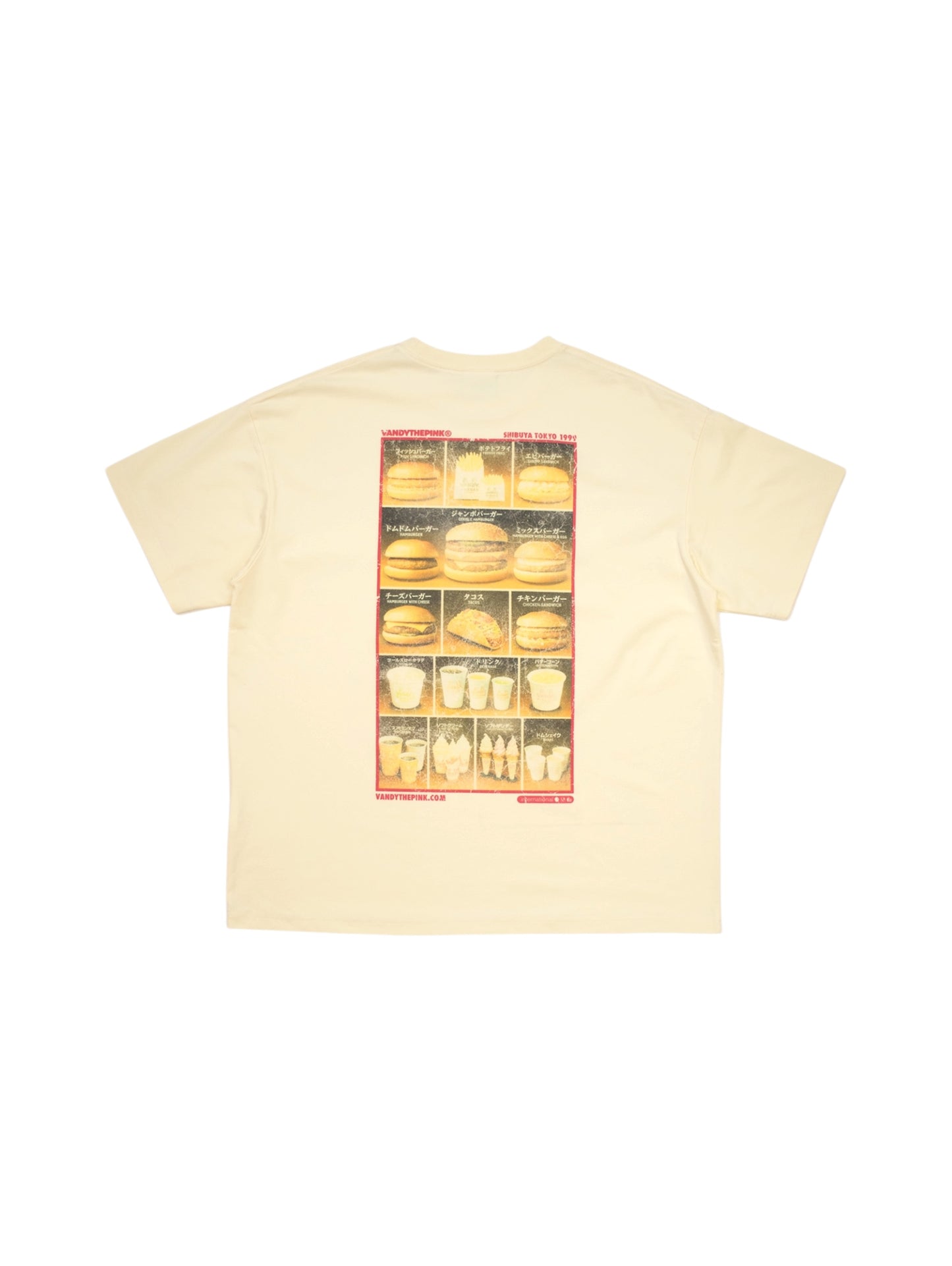 【VANDY THE PINK - ヴァンディー・ザ・ピンク】BURGER MENU EYE LOGO TEE / WASHED WHITE (Tシャツ/ウォッシュドホワイト)
