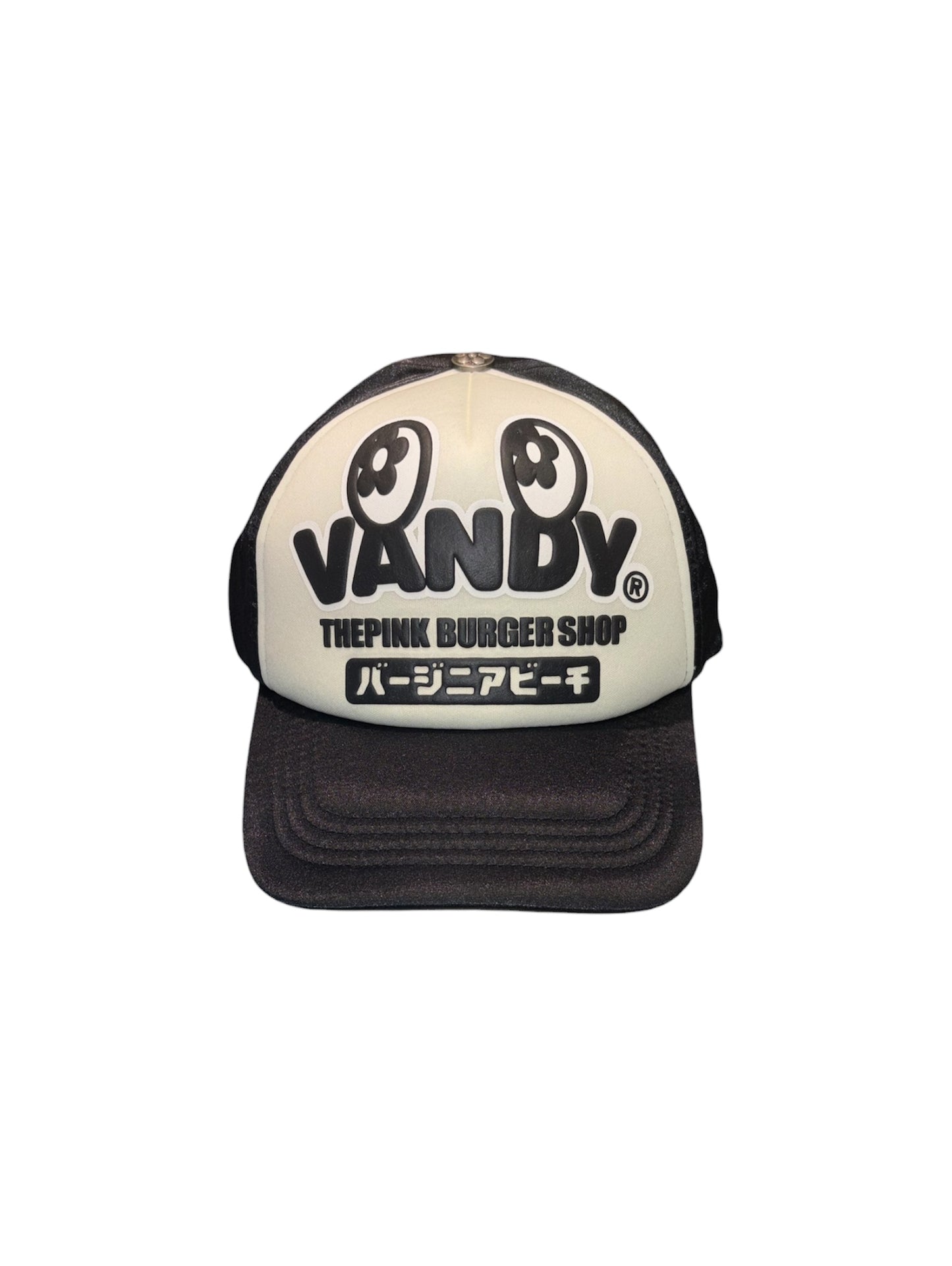 【VANDY THE PINK - ヴァンディー・ザ・ピンク】SATIN EYE LOGO TRUCKER HAT / BLACK (キャップ/ブラック)